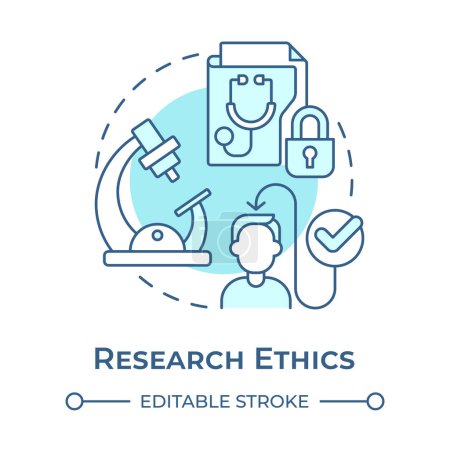 Illustration for Research ethics soft blue concept icon. Research participant rights. Confidentiality and security. Round shape line illustration. Abstract idea. Graphic design. Easy to use in presentation - Royalty Free Image