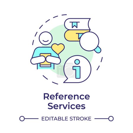Reference services multi color concept icon. Personalized recommendations. Customer satisfaction. Round shape line illustration. Abstract idea. Graphic design. Easy to use in infographic, blog post