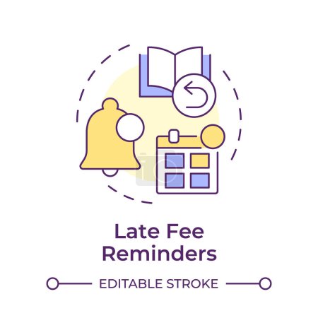 Late fee reminders multi color concept icon. Financial management, notification bell. Round shape line illustration. Abstract idea. Graphic design. Easy to use in infographic, blog post