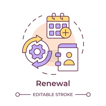 Renewal multi color concept icon. Borrowing period, book circulation. Customer service. Round shape line illustration. Abstract idea. Graphic design. Easy to use in infographic, blog post