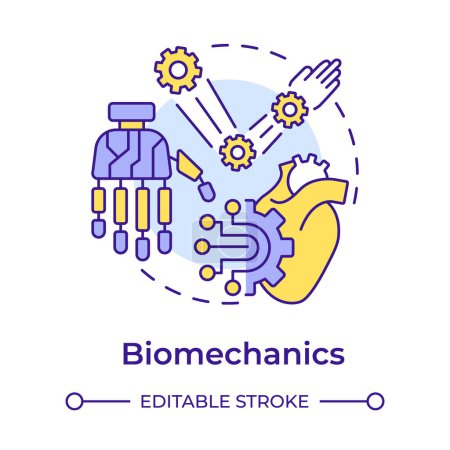 Biomechanics multi color concept icon. Function of biological systems. Medical engineering. Round shape line illustration. Abstract idea. Graphic design. Easy to use in presentation