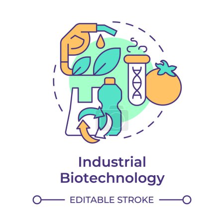 Industrial biotechnology multi color concept icon. Biodegradable materials. Environmental solutions. Round shape line illustration. Abstract idea. Graphic design. Easy to use in presentation