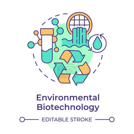 Environmental biotechnology multi color concept icon. Wastewater treatment. Bioremediation. Waste recycling. Round shape line illustration. Abstract idea. Graphic design. Easy to use in presentation