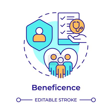 Beneficence multi color concept icon. Principle of bioethics. Compassion and patient protection. Round shape line illustration. Abstract idea. Graphic design. Easy to use in presentation