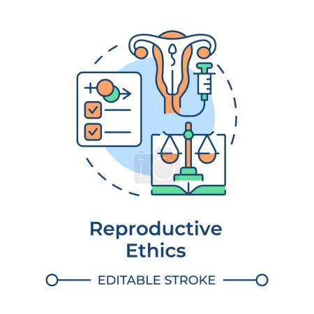 Illustration for Reproductive ethics multi color concept icon. Fertility treatment. Informed consent. Medical law. Round shape line illustration. Abstract idea. Graphic design. Easy to use in presentation - Royalty Free Image