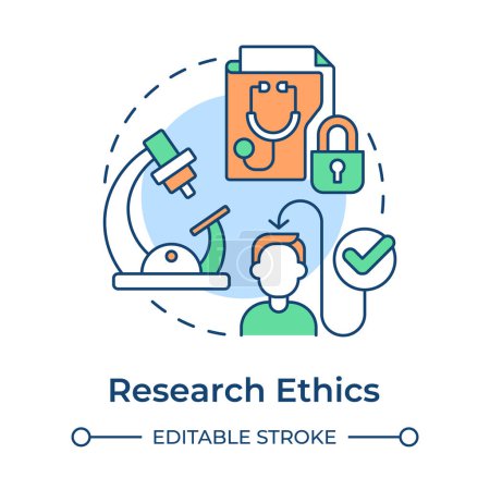 Illustration for Research ethics multi color concept icon. Research participant rights. Confidentiality and security. Round shape line illustration. Abstract idea. Graphic design. Easy to use in presentation - Royalty Free Image