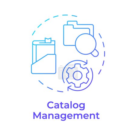 Catalog management blue gradient concept icon. Collection development, books managing. Round shape line illustration. Abstract idea. Graphic design. Easy to use in infographic, blog post