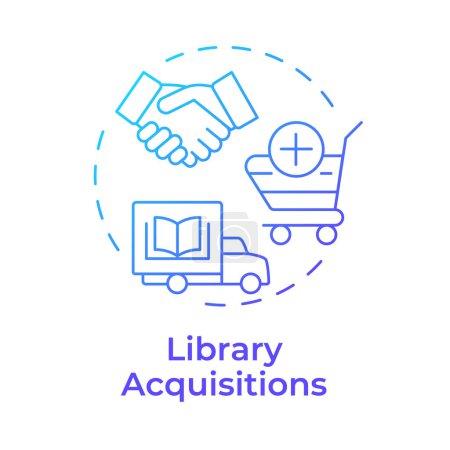 Library acquisitions blue gradient concept icon. Collection development, transportation. Round shape line illustration. Abstract idea. Graphic design. Easy to use in infographic, blog post