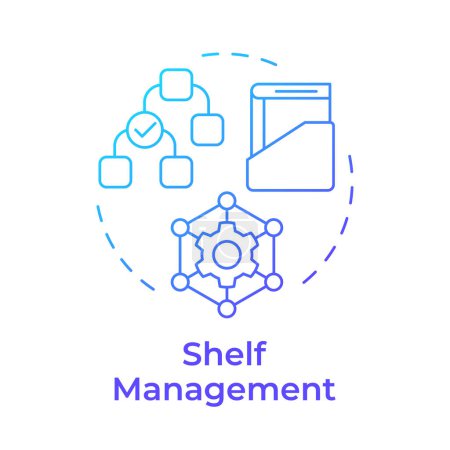 Shelf management blue gradient concept icon. Book maintenance, inventory processes. Round shape line illustration. Abstract idea. Graphic design. Easy to use in infographic, blog post