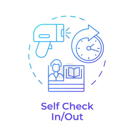 Illustration for Self check in or out blue gradient concept icon. Anti theft detection. Access security measures. Round shape line illustration. Abstract idea. Graphic design. Easy to use in infographic, blog post - Royalty Free Image