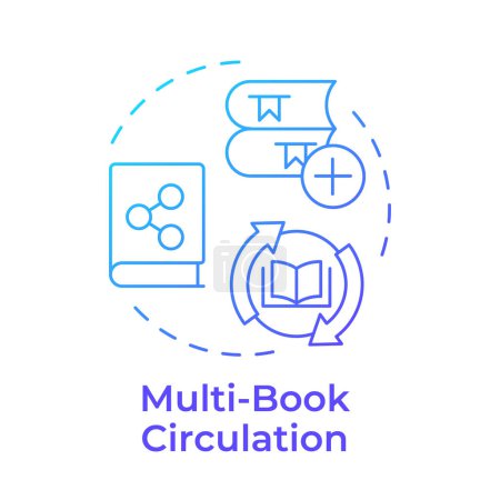Multi-book circulation blue gradient concept icon. Customer service, user experience. Round shape line illustration. Abstract idea. Graphic design. Easy to use in infographic, blog post