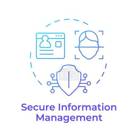 Illustration for Secure information management blue gradient concept icon. Digital security, data privacy. Round shape line illustration. Abstract idea. Graphic design. Easy to use in infographic, blog post - Royalty Free Image
