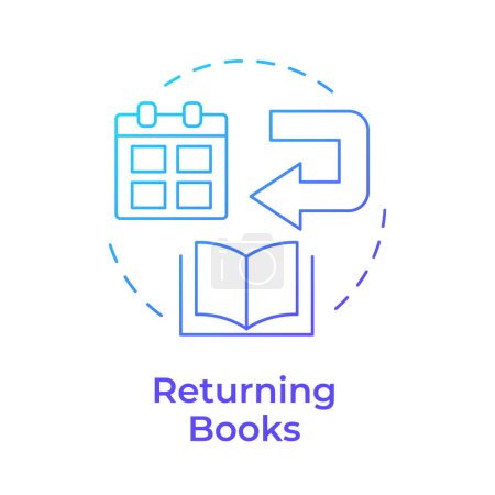 Book returning blue gradient concept icon. Library materials return, circulation. User service. Round shape line illustration. Abstract idea. Graphic design. Easy to use in infographic, blog post