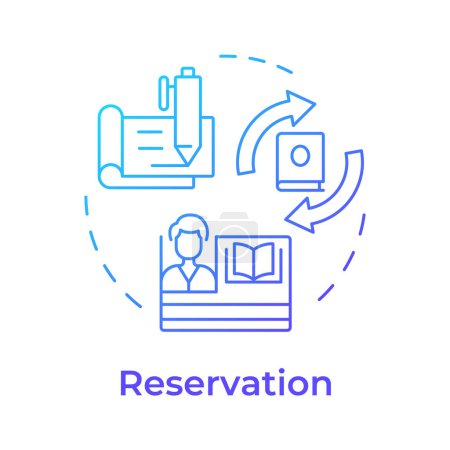 Reservation blue gradient concept icon. Book circulation, personalized services. Library management. Round shape line illustration. Abstract idea. Graphic design. Easy to use in infographic, blog post