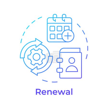 Renewal blue gradient concept icon. Borrowing period, book circulation. Customer service. Round shape line illustration. Abstract idea. Graphic design. Easy to use in infographic, blog post