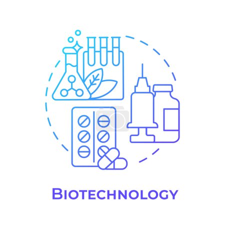 Biotechnology blue gradient concept icon. Medical research. Genetic engineering. Pharmaceuticals. Round shape line illustration. Abstract idea. Graphic design. Easy to use in presentation