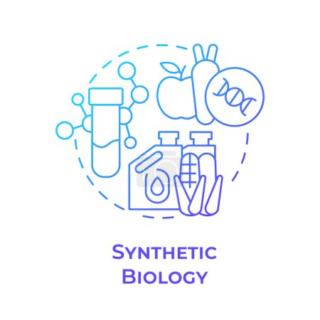 Synthetische Biologie blaues Gradienten-Konzept Symbol. Gentechnik. Lebensmittelwissenschaft. Organische Chemie. Abbildung der runden Formlinie. Abstrakte Idee. Grafikdesign. Einfach in der Präsentation zu bedienen