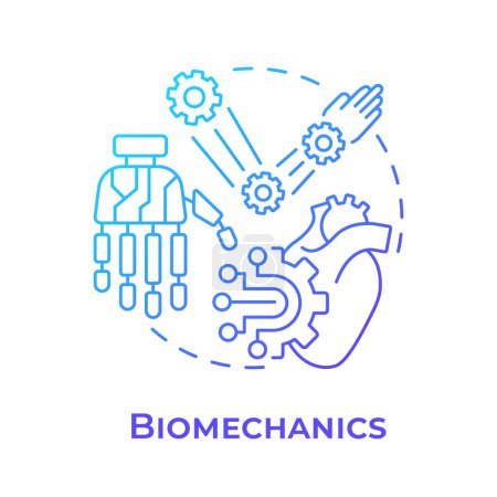 Biomechanik Blue Gradient Concept Symbol. Funktion biologischer Systeme. Medizintechnik. Abbildung der runden Formlinie. Abstrakte Idee. Grafikdesign. Einfach in der Präsentation zu bedienen