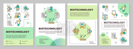 Biotechnology green circle brochure template. Leaflet design with linear icons. Editable 4 vector layouts for presentation, annual reports. Arial-Bold, Myriad Pro-Regular fonts used