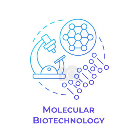 Molecular biotechnology blue gradient concept icon. Molecular structure and microscope. Medical technology. Round shape line illustration. Abstract idea. Graphic design. Easy to use in presentation