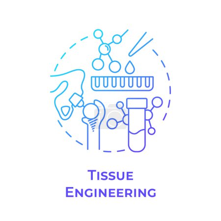 Tissue engineering blue gradient concept icon. Organ regeneration. Health technology. Biotechnology. Round shape line illustration. Abstract idea. Graphic design. Easy to use in presentation