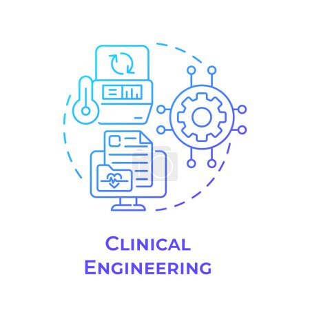 Clinical engineering blue gradient concept icon. Medical equipment. Patient monitoring and care. Round shape line illustration. Abstract idea. Graphic design. Easy to use in presentation