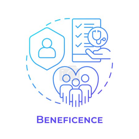 Illustration for Beneficence blue gradient concept icon. Principle of bioethics. Compassion and patient protection. Round shape line illustration. Abstract idea. Graphic design. Easy to use in presentation - Royalty Free Image