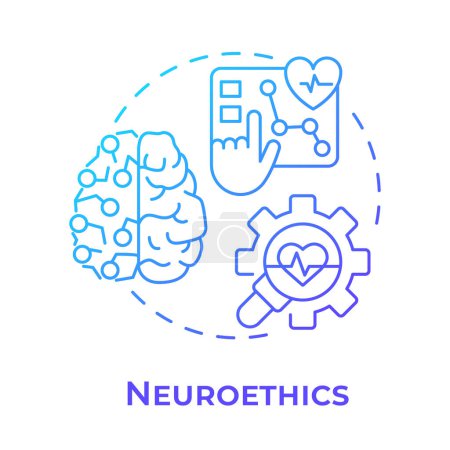 Neuroethik blaues Gradienten-Konzept Symbol. Moral der Neurowissenschaften. Neuronale Überwachung. Hirnforschung. Abbildung der runden Formlinie. Abstrakte Idee. Grafikdesign. Einfach in der Präsentation zu bedienen