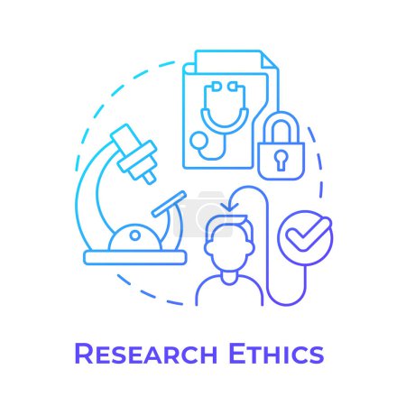 Illustration for Research ethics blue gradient concept icon. Research participant rights. Confidentiality and security. Round shape line illustration. Abstract idea. Graphic design. Easy to use in presentation - Royalty Free Image