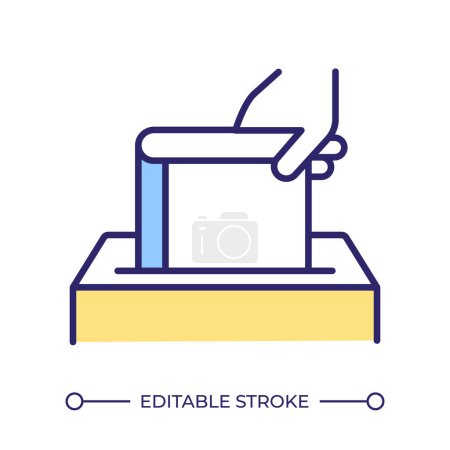 Book drop RGB color icon. Return process. Textbook circulation, customer service. Library materials accessibility. Isolated vector illustration. Simple filled line drawing. Editable stroke