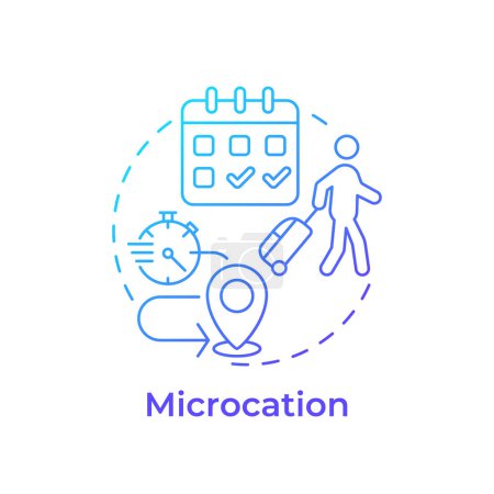 Microcation blue gradient concept icon. Travel trend. Short vacation. Weekend trip. Travel schedule. Round shape line illustration. Abstract idea. Graphic design. Easy to use in blog post
