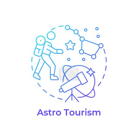 Astro tourism blue gradient concept icon. Night sky exploration. Stargazing. Niche travel. Science tourism. Round shape line illustration. Abstract idea. Graphic design. Easy to use in blog post