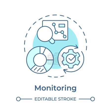 BPM monitoring soft blue concept icon. Automation tools, performance metrics. Realtime data. Round shape line illustration. Abstract idea. Graphic design. Easy to use in infographic, article