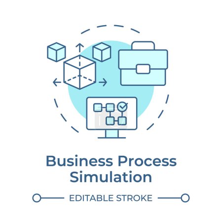 Business process simulation soft blue concept icon. Resource allocation, data analysis. Round shape line illustration. Abstract idea. Graphic design. Easy to use in infographic, article