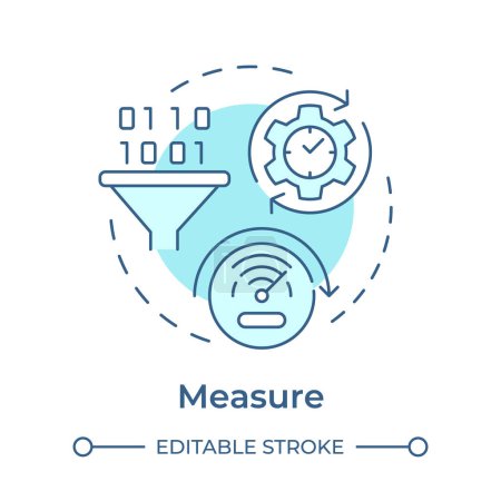 Sigma measure soft blue concept icon. Business control, quality management. Data driven. Round shape line illustration. Abstract idea. Graphic design. Easy to use in infographic, article