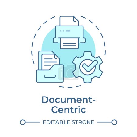 Document-centric soft blue concept icon. Office workflow organization. Data analytics. Round shape line illustration. Abstract idea. Graphic design. Easy to use in infographic, article