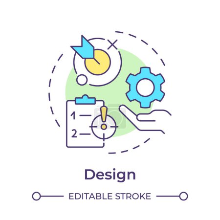 Illustration for Business processes management design multi color concept icon. Workflow managing, operational efficiency. Round shape line illustration. Abstract idea. Graphic design. Easy to use in infographic - Royalty Free Image