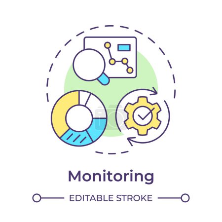 BPM monitoring multi color concept icon. Automation tools, performance metrics. Realtime data. Round shape line illustration. Abstract idea. Graphic design. Easy to use in infographic, article