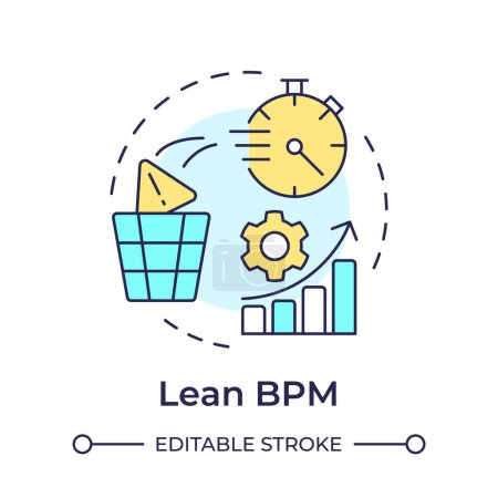 Lean BPM multi color concept icon. Workflow streamline. Cost saving, downtime reduce. Round shape line illustration. Abstract idea. Graphic design. Easy to use in infographic, article