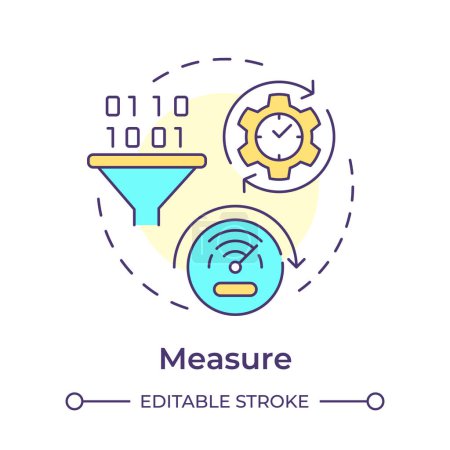 Sigma measure multi color concept icon. Business control, quality management. Data driven. Round shape line illustration. Abstract idea. Graphic design. Easy to use in infographic, article