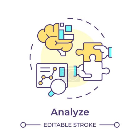 Sigma analyze multi color concept icon. Analytical tools, performance metrics. Quality control. Round shape line illustration. Abstract idea. Graphic design. Easy to use in infographic, article