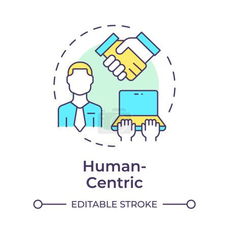 Illustration for Human-centric multi color concept icon. Business process management. Workflow efficiency. Round shape line illustration. Abstract idea. Graphic design. Easy to use in infographic, article - Royalty Free Image