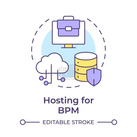 Hosting for BPM multi color concept icon. Cloud computing security. Data encryption. Round shape line illustration. Abstract idea. Graphic design. Easy to use in infographic, article
