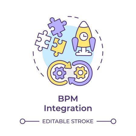 BPM integration multi color concept icon. Workflow streamline. Operational efficiency. Round shape line illustration. Abstract idea. Graphic design. Easy to use in infographic, article