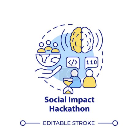 Social impact hackathon multi color concept icon. Addressing social issues. Community development. Round shape line illustration. Abstract idea. Graphic design. Easy to use in website