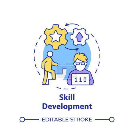 Skill development multi color concept icon. Hackathon benefit. Improve technical skills. Round shape line illustration. Abstract idea. Graphic design. Easy to use in promotional materials