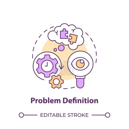 Problem definition multi color concept icon. Hackathon challenge. Understanding issue. Round shape line illustration. Abstract idea. Graphic design. Easy to use in promotional materials
