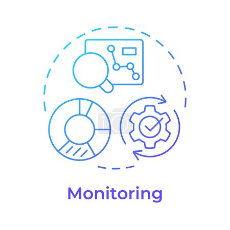 Ilustración de BPM icono de concepto de gradiente azul de monitoreo. Herramientas de automatización, métricas de rendimiento. Datos en tiempo real. Ilustración de línea de forma redonda. Una idea abstracta. Diseño gráfico. Fácil de usar en infografía, artículo - Imagen libre de derechos