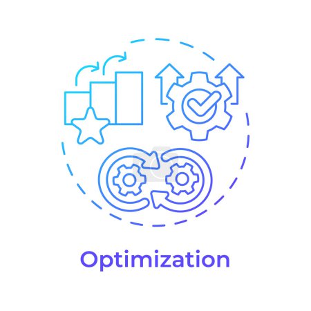 Illustration for Business process management optimization blue gradient concept icon. Process analysis, operational efficiency. Round shape line illustration. Abstract idea. Graphic design. Easy to use in infographic - Royalty Free Image