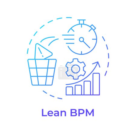 Illustration for Lean BPM blue gradient concept icon. Workflow streamline. Cost saving, downtime reduce. Round shape line illustration. Abstract idea. Graphic design. Easy to use in infographic, article - Royalty Free Image